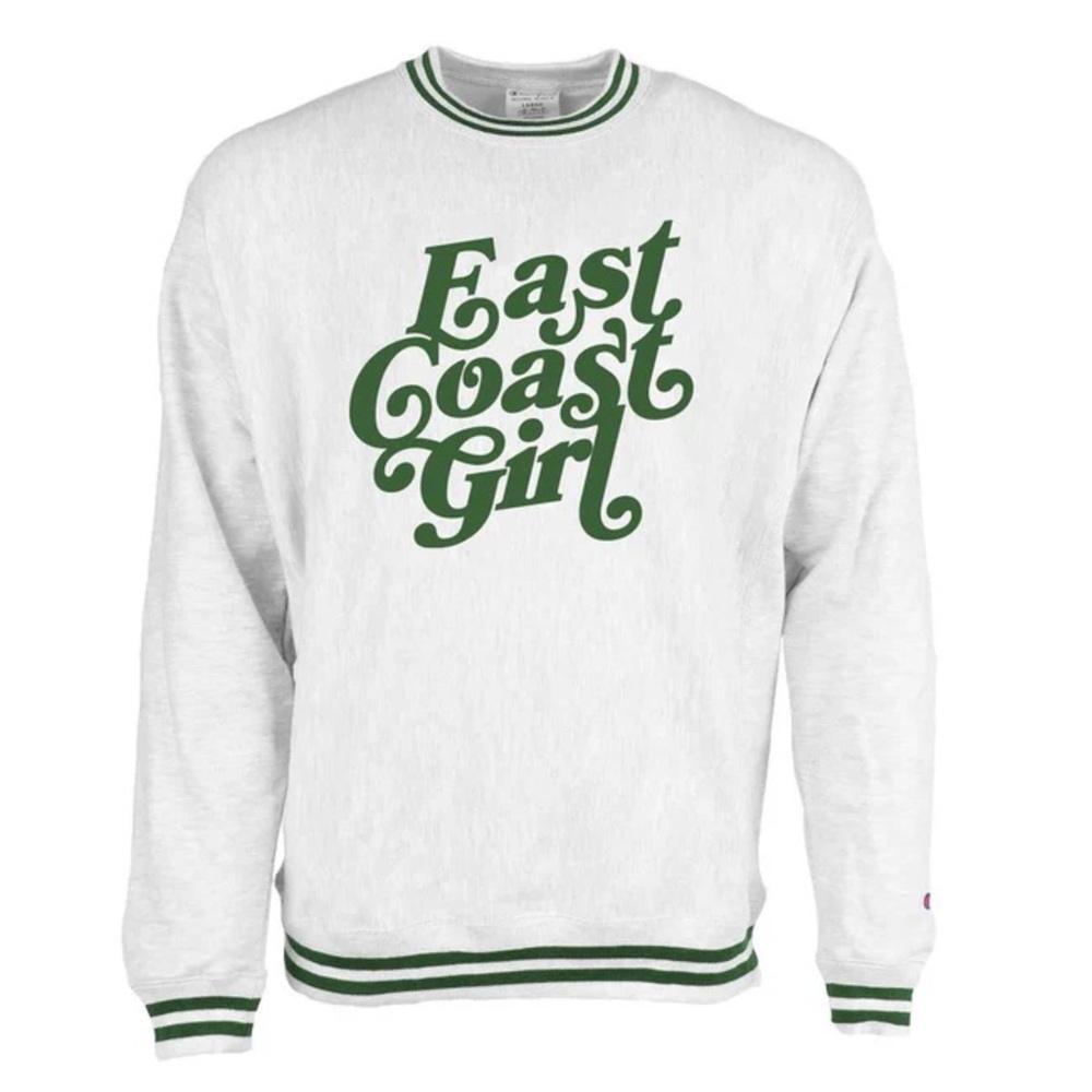 East Coast Girl White and Green Sweater